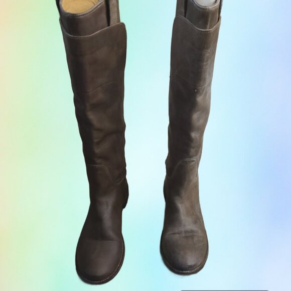 Frye Melissa Button Brown Leather Knee High Riding Boots Women 9 Restored - Picture 1 of 10